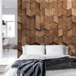 Wooden Cubes Wallpaper Mural, Easy-Install Peel & Stick Decal - thumbnail 2