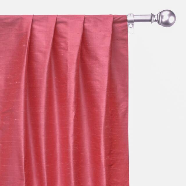 Coral Pink 100% Pure Silk Dupioni Curtain Panels - Rod Pocket, Grommet, Box Pleat, Three Pinch Tab Top & Plain Ring Top - image 1