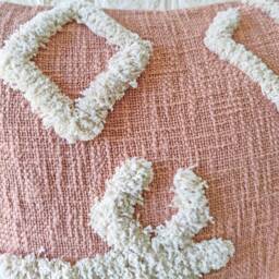 Blush Pink Embroidered Tufted Textured 100% Raw Cotton Hand Dyed 18x18 , 20x20 22x22 24x24 Inches Decorative Boho Throw Pillow Cover - thumbnail 2