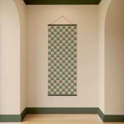 Chequerboard Pattern Tapestry - Wall Hanging Unique Art - thumbnail 3