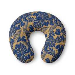 Blue Tropical Leaves Nursing Pillow Cover - Monstera Palm Pattern - thumbnail 1