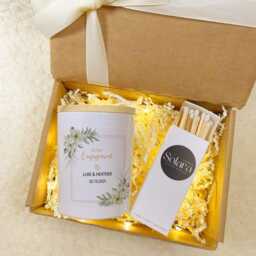 Personalised Engagement Candle Gift Set With Matches, Mr & Mrs Names, Soy Wax Candle, Romantic Couple Gift, Keepsake - thumbnail 2