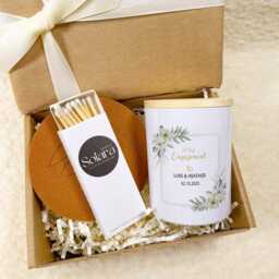 Personalised Engagement Candle Gift Set With Matches, Mr & Mrs Names, Soy Wax Candle, Romantic Couple Gift, Keepsake - thumbnail 1