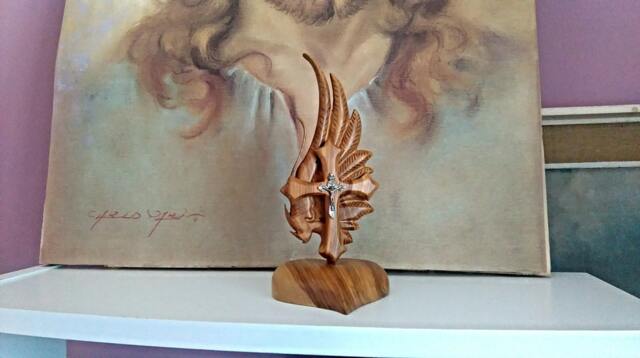 Wooden Cross, Jesus Christ, Christian Gift, Religious Sculpture, Cross Sculpture, Wooden Sculpture, Christian Art, Angel Wing - image 1