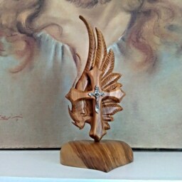 Wooden Cross, Jesus Christ, Christian Gift, Religious Sculpture, Cross Sculpture, Wooden Sculpture, Christian Art, Angel Wing - thumbnail 2