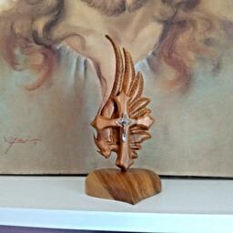 Wooden Cross, Jesus Christ, Christian Gift, Religious Sculpture, Cross Sculpture, Wooden Sculpture, Christian Art, Angel Wing - thumbnail 4