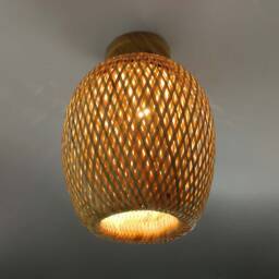 Handmade Bamboo Flush Mount Ceiling Light, Boho Decor - H9.8'' By W8.6'' - thumbnail 2