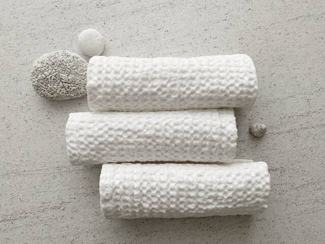 Linen Waffle Towels Set - Bathroom Towel Hand Towels- Face Linen Off White Linen- Guest Spa Baby - image 1