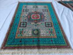 Handwoven Turquoise Afghan Rug Mamluk Oriental Wool Carpet - 7.7 X 5.5 Ft - thumbnail 1