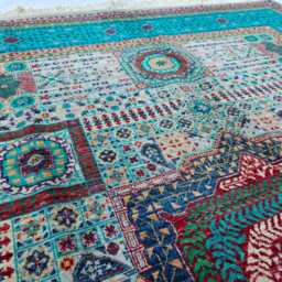 Handwoven Turquoise Afghan Rug Mamluk Oriental Wool Carpet - 7.7 X 5.5 Ft - thumbnail 4