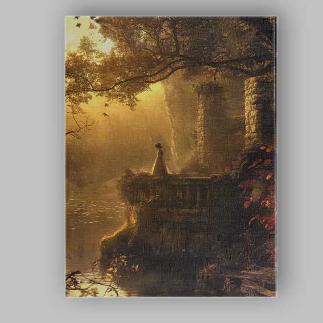 Golden Sunlit Forest Ruins Tranquil Lake Fantasy Landscape Canvas Wall Art Print Decor Picture Ready To Hang - image 1