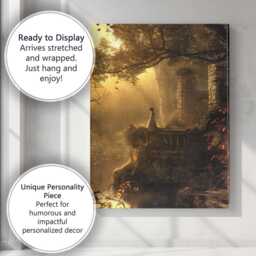 Golden Sunlit Forest Ruins Tranquil Lake Fantasy Landscape Canvas Wall Art Print Decor Picture Ready To Hang - thumbnail 3