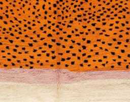 Leopard Print Moroccan Rug - Orange & Pink Spotted Berber Beni Carpet, Funky Animal Wool Rug, Eclectic Maximalist Decor - thumbnail 2