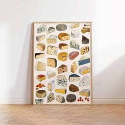 Cheese Poster, Varieties Art, Gourmet Food Print, Kitchen Decor, Foodie Gift, Culinary Art Wall - thumbnail 3