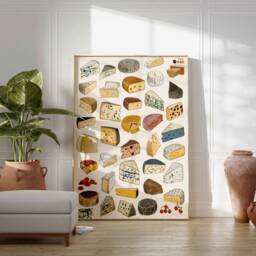 Cheese Poster, Varieties Art, Gourmet Food Print, Kitchen Decor, Foodie Gift, Culinary Art Wall - thumbnail 2