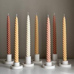 Tall Twisted Soy Wax Taper Candle Handmade Dinner Decor