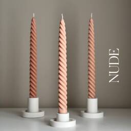 Tall Twisted Soy Wax Taper Candle Handmade Dinner Decor - thumbnail 3
