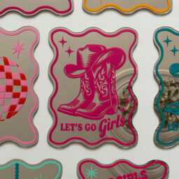Cowboy Boot Sticker Mirror, Printed Mirrors, Vinyl Decal Cowgirl Western Dopamine Decor, Lets Go Girls Mirror - thumbnail 3
