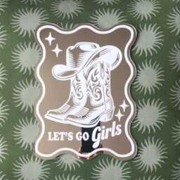 Cowboy Boot Sticker Mirror, Printed Mirrors, Vinyl Decal Cowgirl Western Dopamine Decor, Lets Go Girls Mirror - thumbnail 2