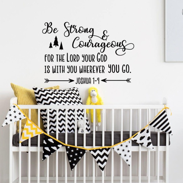 Be Strong & Courageous Wall Decal - Joshua 19 Bible Verse Sticker #159 - image 1