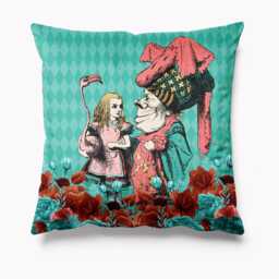 Outdoor Garden Cushion - Alice in Wonderland Teal Duchess Waterproof Water Resistant Pillows 18