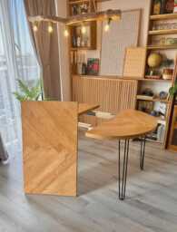 Extendable Round Dining Table With A Herringbone Inlay - Rustic Style - thumbnail 1