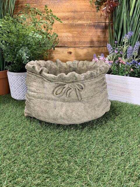 stone Garden Sack Planter Pot Plant Flower Ornament - image 1