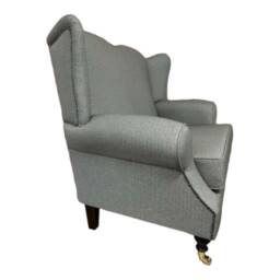 Wing Back Queen Anne Cottage 2 Seat Sofa -Marble Grey Herringbone Fabric - thumbnail 4
