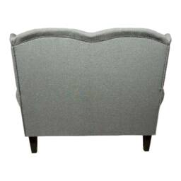 Wing Back Queen Anne Cottage 2 Seat Sofa -Marble Grey Herringbone Fabric - thumbnail 2
