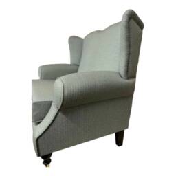 Wing Back Queen Anne Cottage 2 Seat Sofa -Marble Grey Herringbone Fabric - thumbnail 3