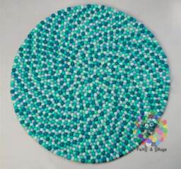 Handmade Wool Felt Ball Rug Nepal Nursery Decor - thumbnail 1