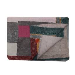 Handmade Vintage Cotton Kantha Quilt Bohemian Patchwork Throw Blanket - 80x60 Inches - thumbnail 3