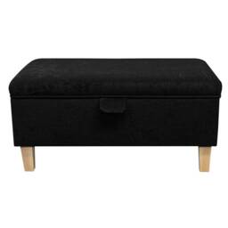 Handmade Plush Black Storage Ottoman Beech Leg Footrest - thumbnail 3