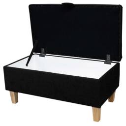Handmade Plush Black Storage Ottoman Beech Leg Footrest - thumbnail 2