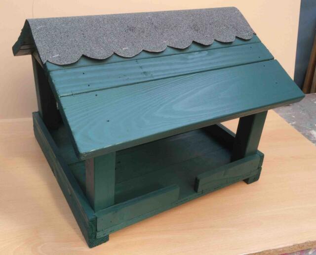 Garden Bird Feeder Table - Hand Made & Painted in Pastal Colours Sage - image 1