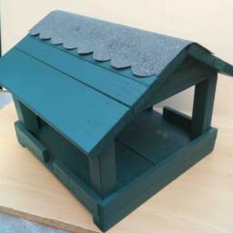 Garden Bird Feeder Table - Hand Made & Painted in Pastal Colours Sage - thumbnail 3