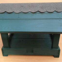 Garden Bird Feeder Table - Hand Made & Painted in Pastal Colours Sage - thumbnail 2