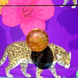 Purple Round Bedside Table. Wooden Side Table With Drawer. Yellow Mustard Pink & Animal Print Design. Nightstand Or - thumbnail 2