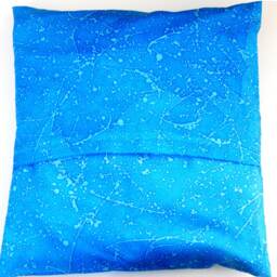 Hand Painted Pure Silk Cushion Cover in Shades Of Blue With A Spattered Design. Ooak Original Designed Homeware Gift For The Home - thumbnail 3