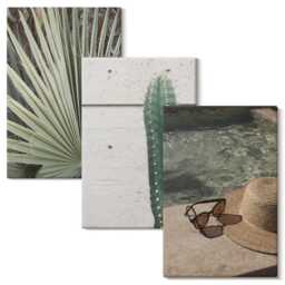 Canvas Set Of 3 - Tropical Plants & Waterside Holiday Accessories, Green Wall Art Canvas, Flowers Hanging Piece - thumbnail 2