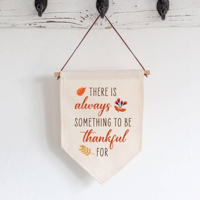 Thanksgiving Wall Decor - Be Thankful Linen Flag Pennant Day Gift For Host Men Women Autumn Fall Fabric Hanging - image 1