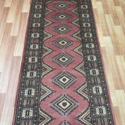 2.6x7 Pink Color Bokhara Rug - Runner Hallway Luxury Bukhara Fine Quality Woolen Afghan - thumbnail 3