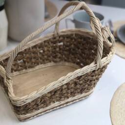 Wine Rack Basket White Color Gift Made Of Rattan & Jute Kitchen Storage 2 Bottle - thumbnail 3