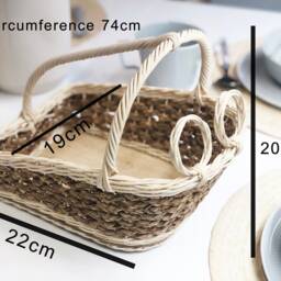 Wine Rack Basket White Color Gift Made Of Rattan & Jute Kitchen Storage 2 Bottle - thumbnail 4