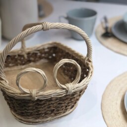 Wine Rack Basket White Color Gift Made Of Rattan & Jute Kitchen Storage 2 Bottle - thumbnail 2