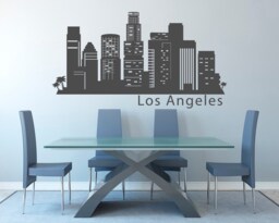 Los Angeles Skyline Wall Decal La City Silhouette, Modern Urban Home Art C149 - thumbnail 1