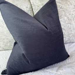 Luxury Sofa Bed Cushion Cover, Modern Chenille Pillow Cover With Graphite Navy Shade - Double Sided Handmade in UK Contemporary Home - thumbnail 2