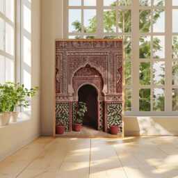 Moroccan Doorway Wall Art Print, Islamic Architecture Poster, Red Arch Decor For Boho Living Room, Poster - thumbnail 3