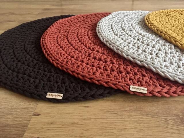 Handmade Crochet Round Rug Braided Cotton Scandinavian Carpet - image 1