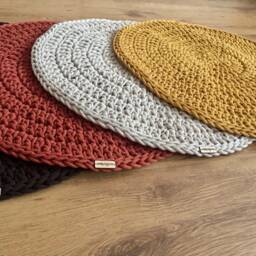 Handmade Crochet Round Rug Braided Cotton Scandinavian Carpet - thumbnail 3